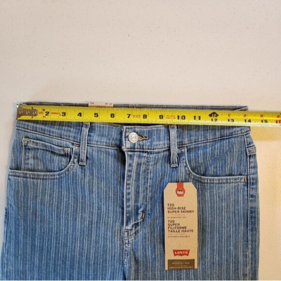 LEVI'S 720 High Rise Super Skinny Sapphire Stripe Jeans New NWT Size 28 Stretch - Picture 9 of 13